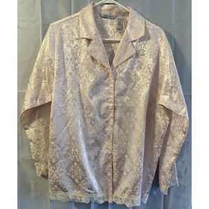 Delicates Pajama Womens 2 Piece Pjs Vintage Cottage‎ Core Satin Pink Sleep Pants